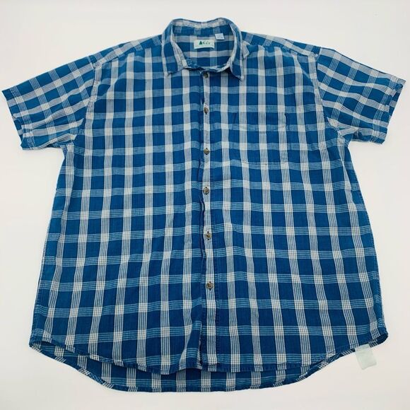 REI | Blue Checkered plaid Men's Shirt | XXL - Picture 1 of 5